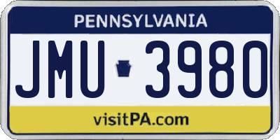 PA license plate JMU3980