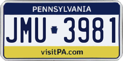 PA license plate JMU3981