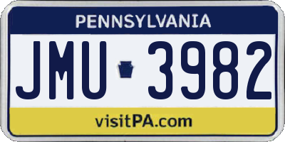 PA license plate JMU3982