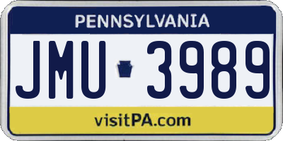 PA license plate JMU3989