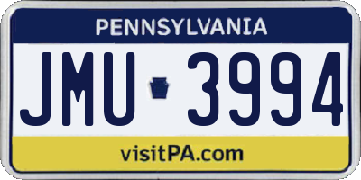 PA license plate JMU3994