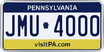 PA license plate JMU4000