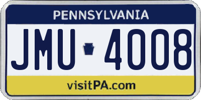 PA license plate JMU4008