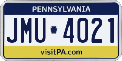 PA license plate JMU4021