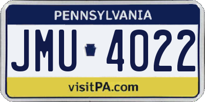 PA license plate JMU4022