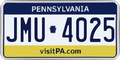 PA license plate JMU4025