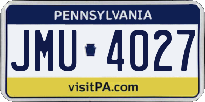 PA license plate JMU4027