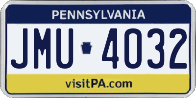 PA license plate JMU4032