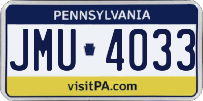 PA license plate JMU4033