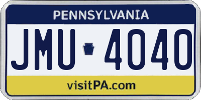 PA license plate JMU4040