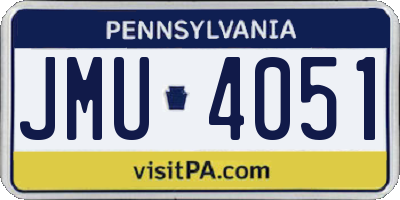 PA license plate JMU4051