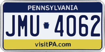 PA license plate JMU4062