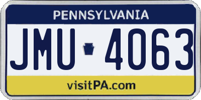 PA license plate JMU4063
