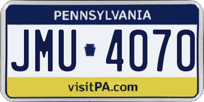 PA license plate JMU4070
