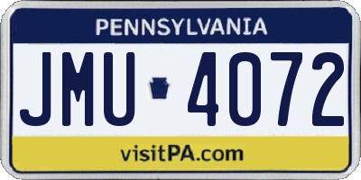 PA license plate JMU4072