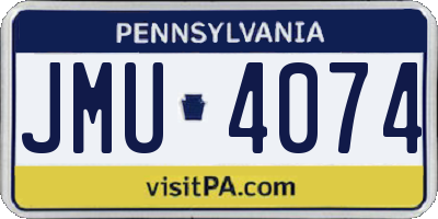 PA license plate JMU4074