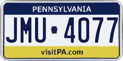PA license plate JMU4077
