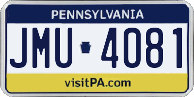 PA license plate JMU4081