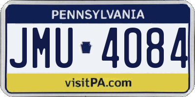 PA license plate JMU4084