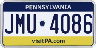 PA license plate JMU4086