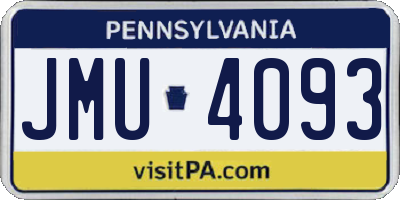 PA license plate JMU4093