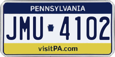 PA license plate JMU4102