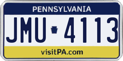 PA license plate JMU4113