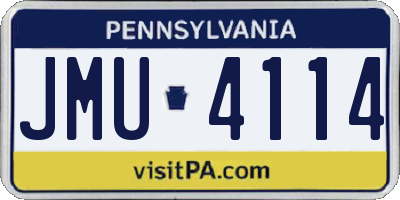 PA license plate JMU4114
