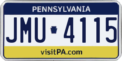 PA license plate JMU4115