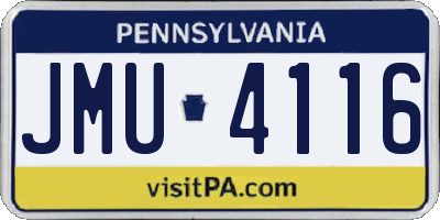 PA license plate JMU4116