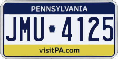 PA license plate JMU4125