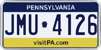 PA license plate JMU4126