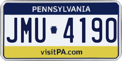 PA license plate JMU4190