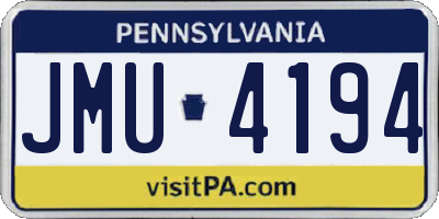 PA license plate JMU4194