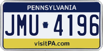 PA license plate JMU4196
