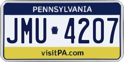 PA license plate JMU4207