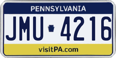 PA license plate JMU4216