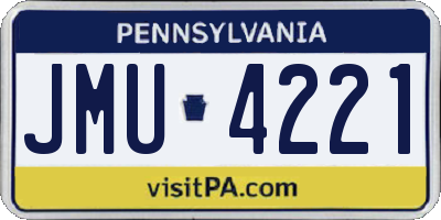 PA license plate JMU4221