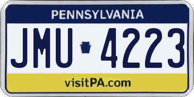 PA license plate JMU4223