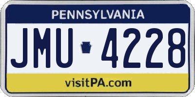 PA license plate JMU4228
