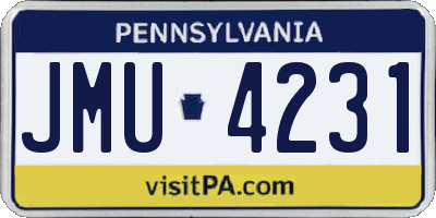 PA license plate JMU4231