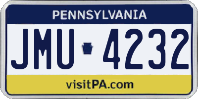 PA license plate JMU4232