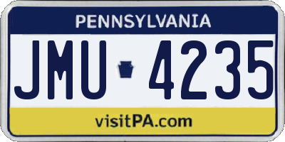 PA license plate JMU4235