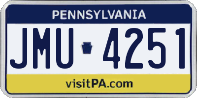 PA license plate JMU4251