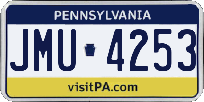 PA license plate JMU4253