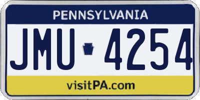 PA license plate JMU4254