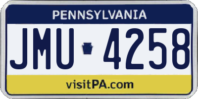 PA license plate JMU4258