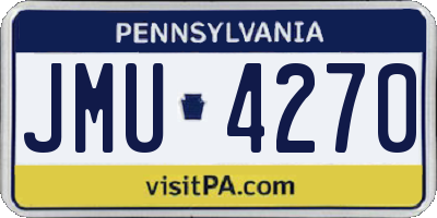 PA license plate JMU4270