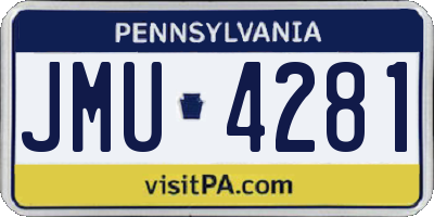 PA license plate JMU4281