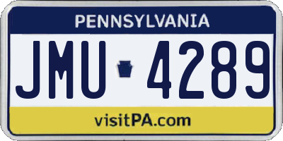 PA license plate JMU4289